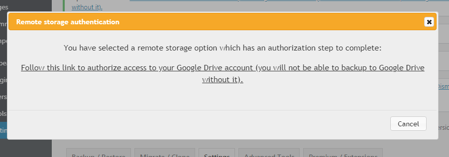 backup wordpress site